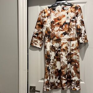 Label by 5 twelve Floral Long Sleeve Dress in Brown and Cream